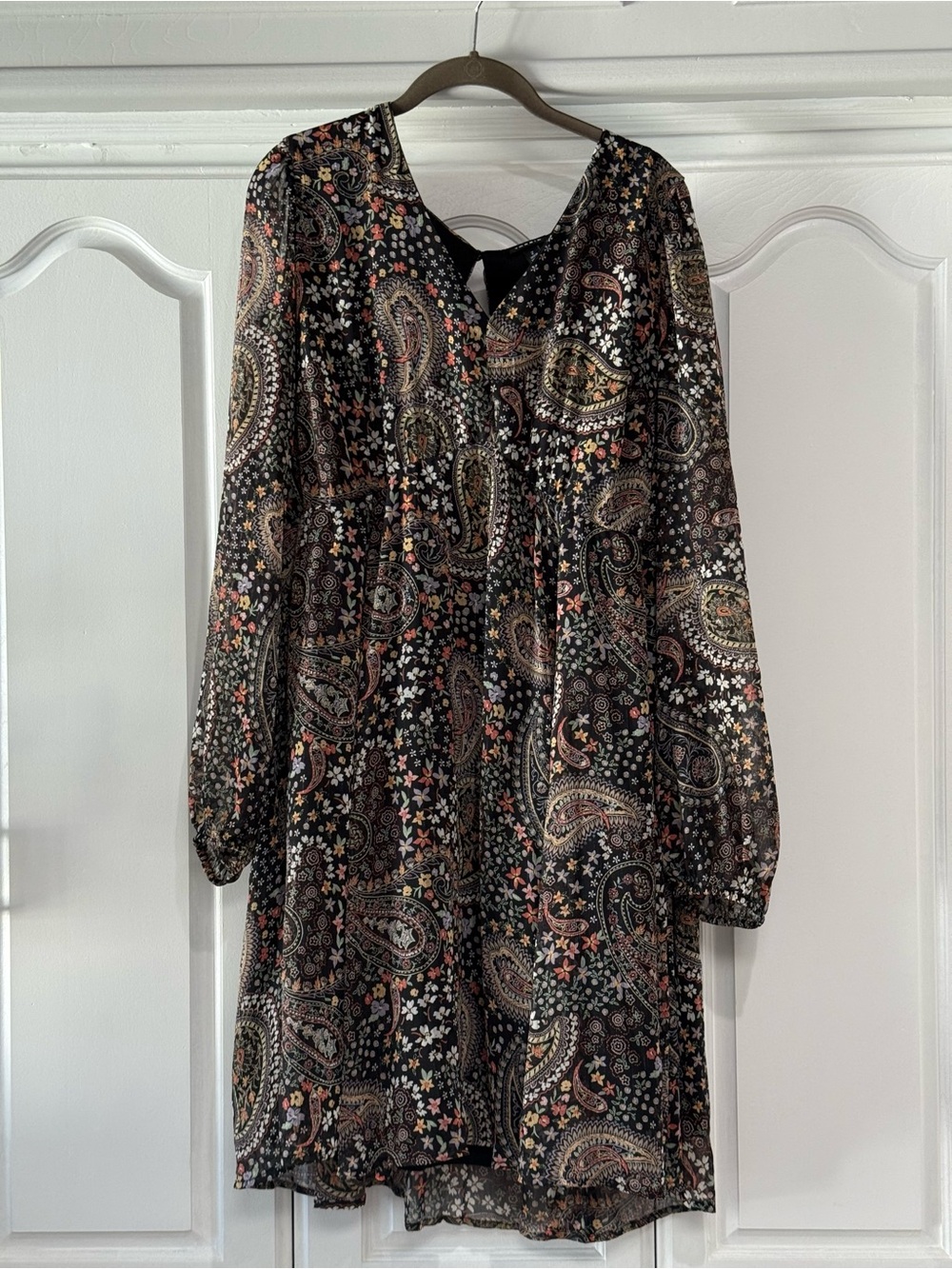 torrid Black Paisley & Floral Print Long Sleeve Dress